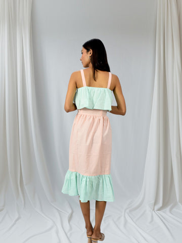 Mint Blush Ruffle Midi Dress