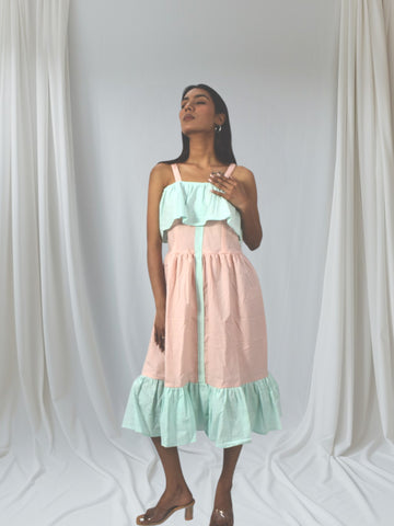 Mint Blush Ruffle Midi Dress