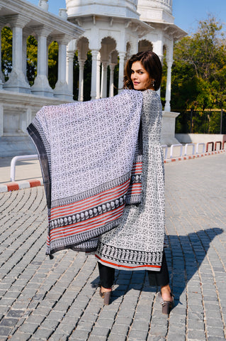 Monochrome Tribal-Inspired Cotton