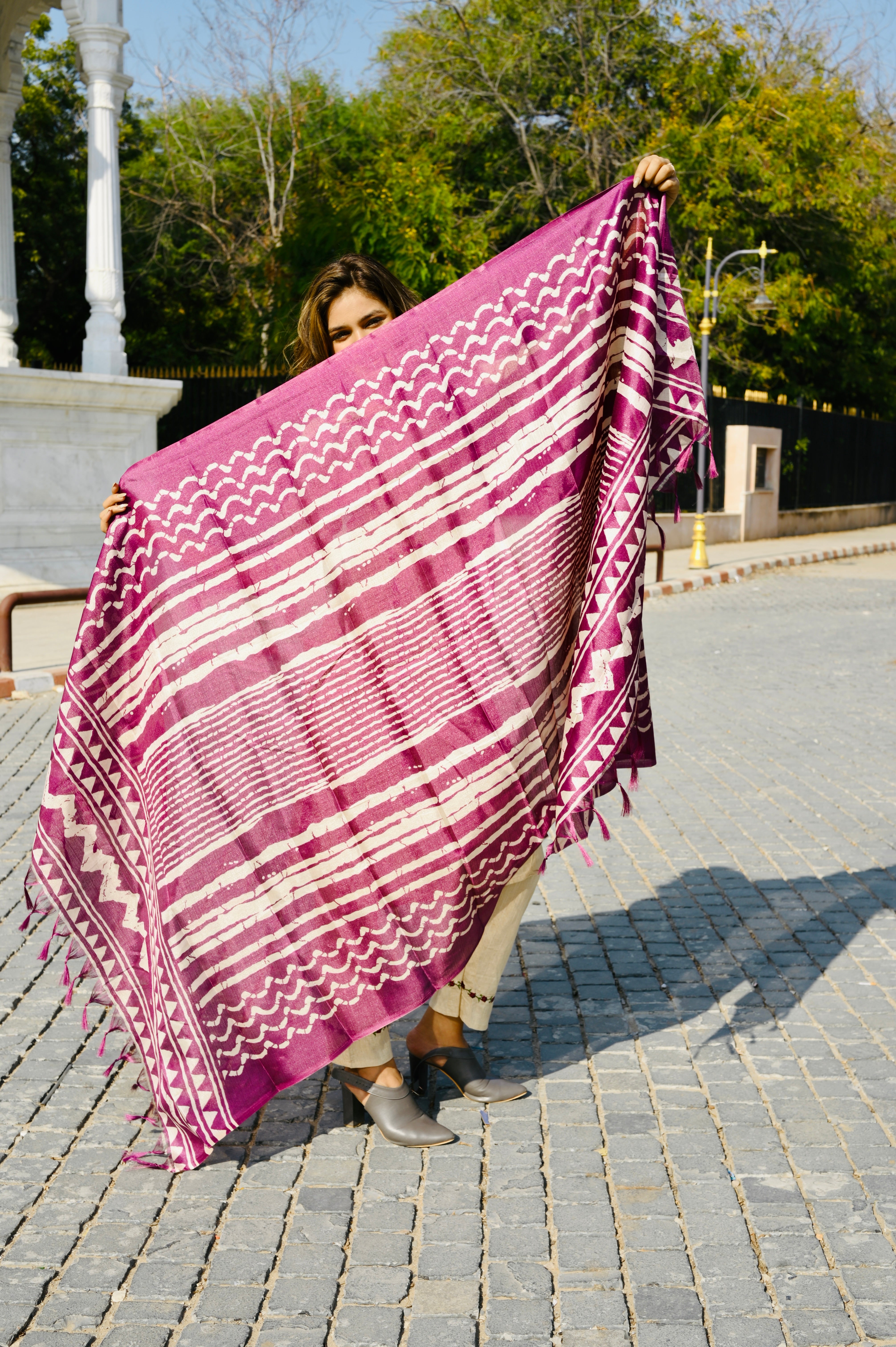 Handcrafted Cotton Khadi Embroidered 3-Piece Dress
