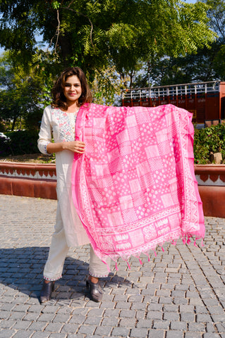 Cotton Khadi Embroidered 3-Piece Dress