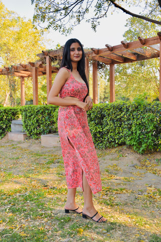 Rosy Bloom Cutout Dress