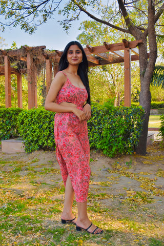 Rosy Bloom Cutout Dress