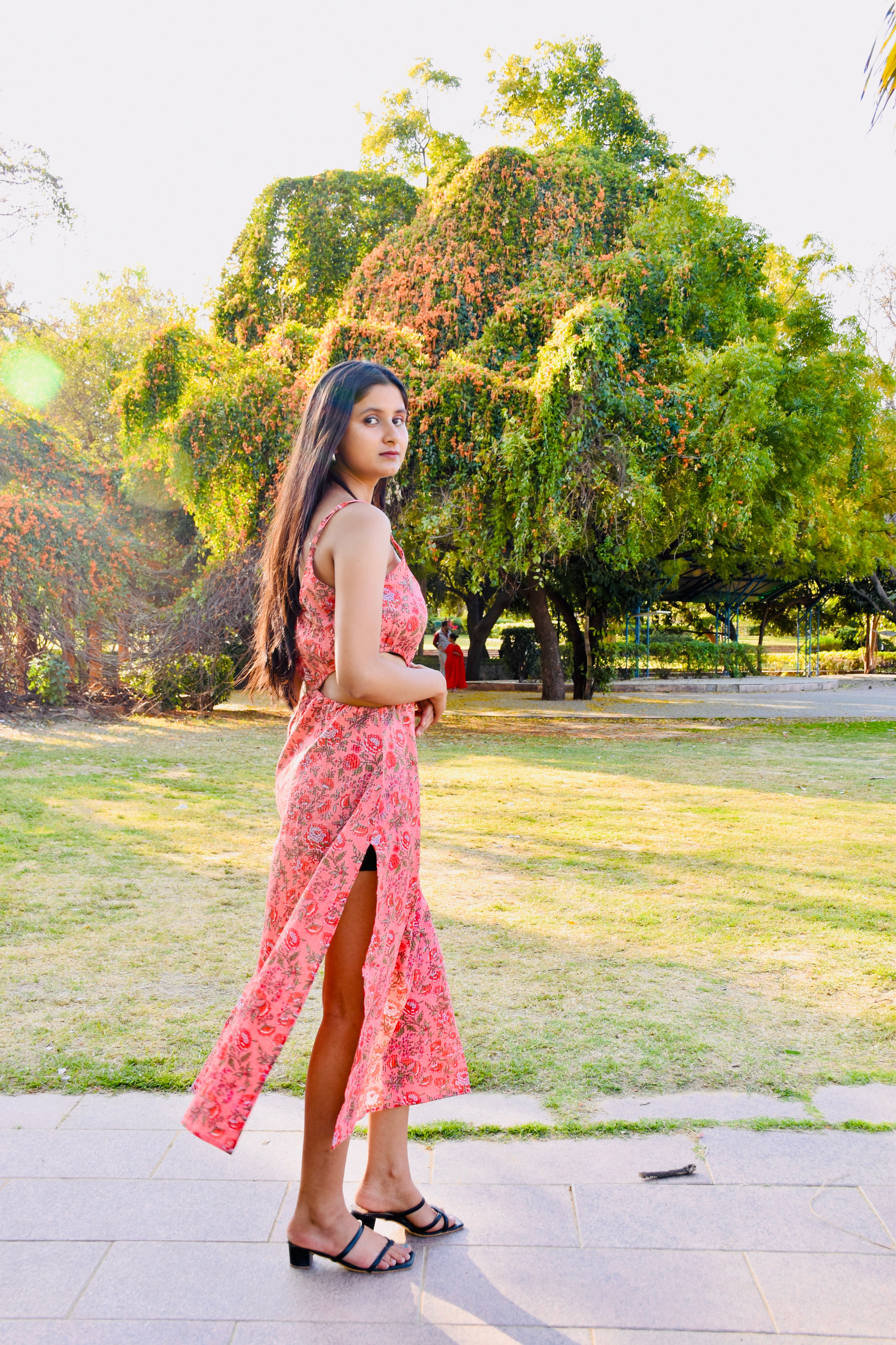 Rosy Bloom Cutout Dress