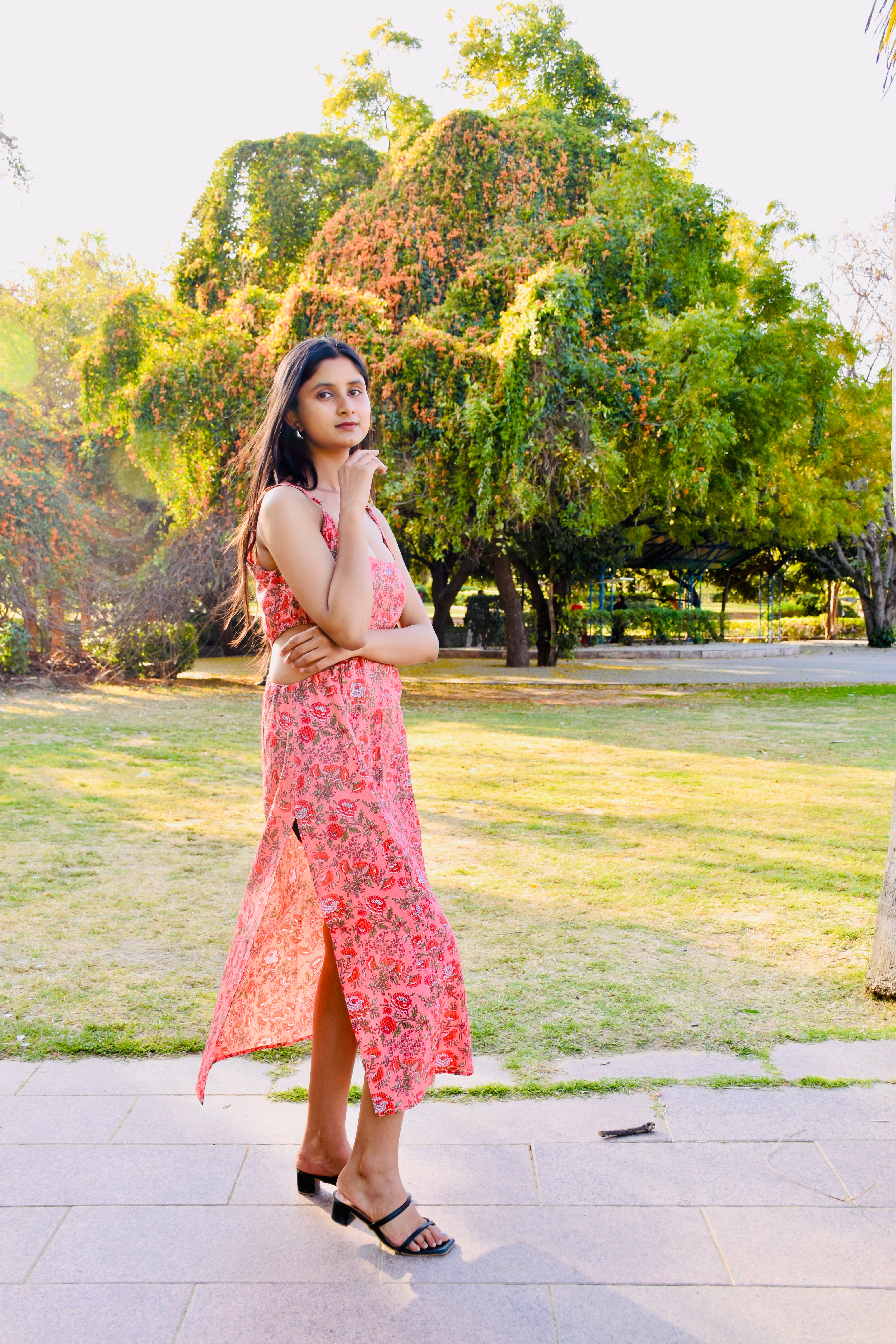 Rosy Bloom Cutout Dress