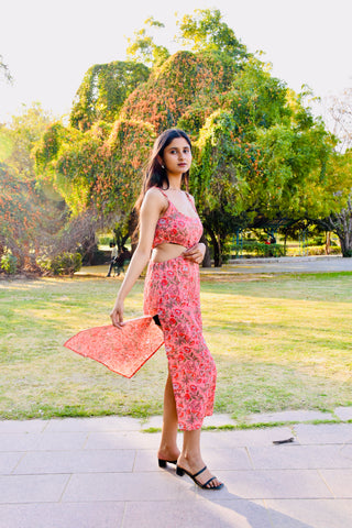 Rosy Bloom Cutout Dress