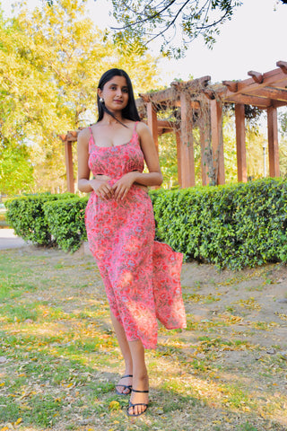 Rosy Bloom Cutout Dress