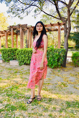 Rosy Bloom Cutout Dress