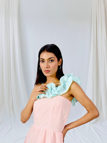 Blush Breeze Cotton Ruffle Midi Dress