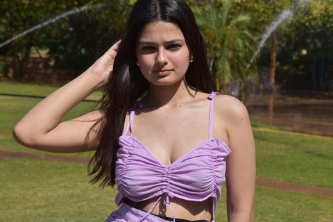 Lavender Crush Ruched Cotton Dress