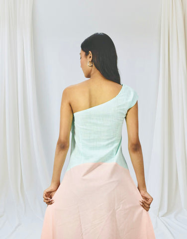 Mint Blush Asymmetric Maxi Dress