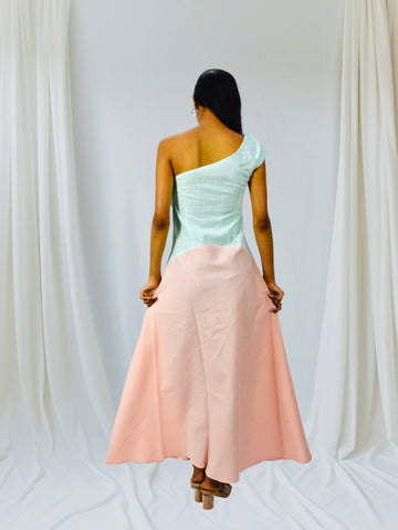 Mint Blush Asymmetric Maxi Dress