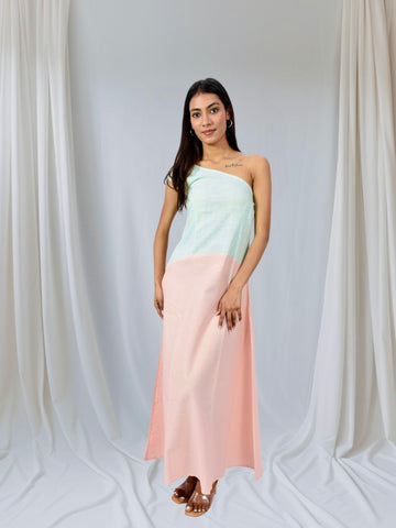 Mint Blush Asymmetric Maxi Dress