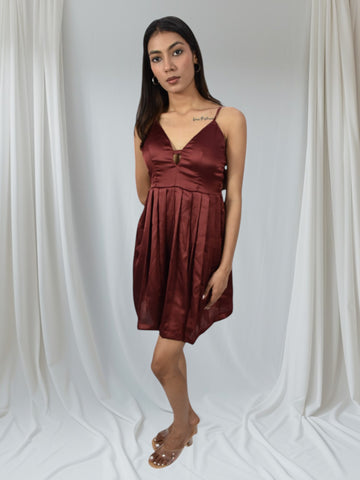 Wine Luxe Satin Mini Dress