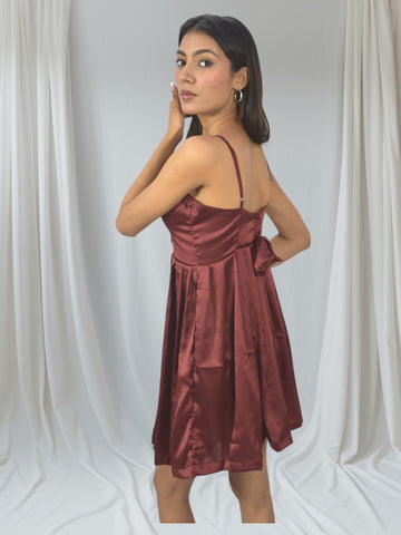 Wine Luxe Satin Mini Dress