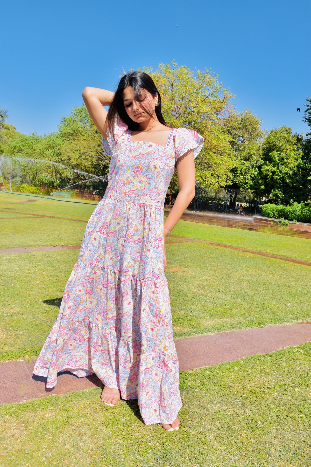 Pastel Bloom Cotton Maxi