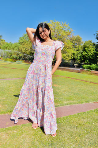 Pastel Bloom Cotton Maxi