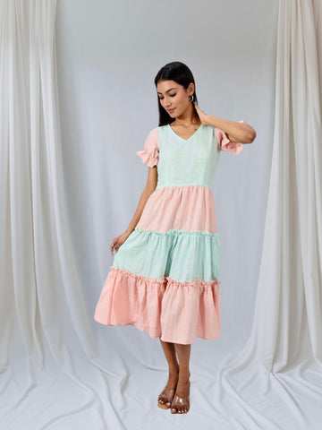 Mint Blush Ruffle Midi Dress
