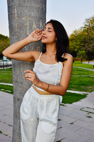 Moonlit Luxe Satin Co-ord Set with Pockets