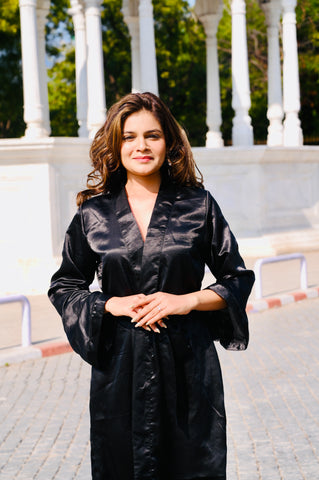 Satin Black Kimono