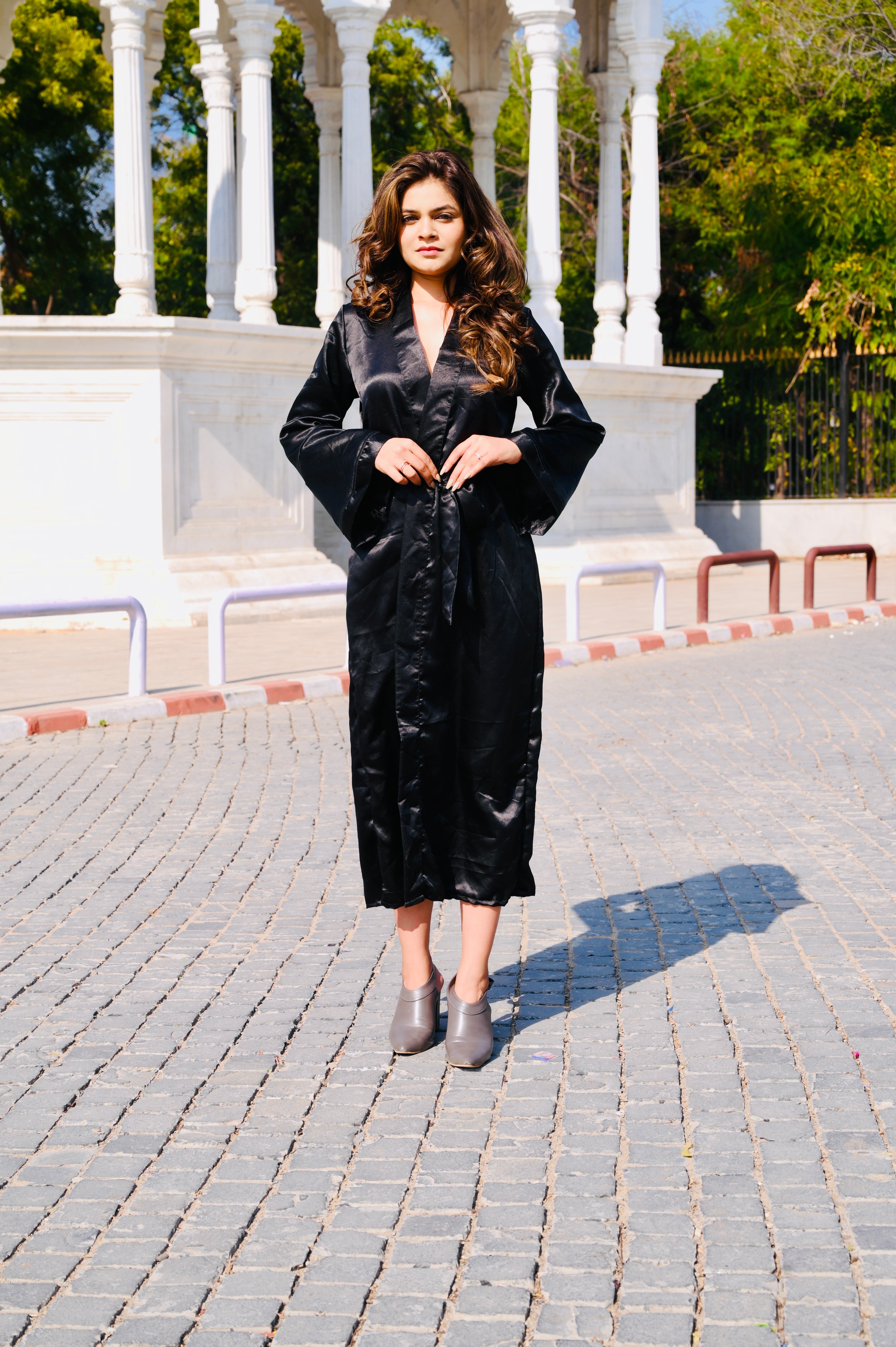 Satin Black Kimono