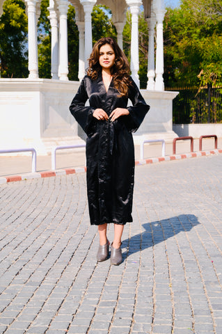 Satin Black Kimono
