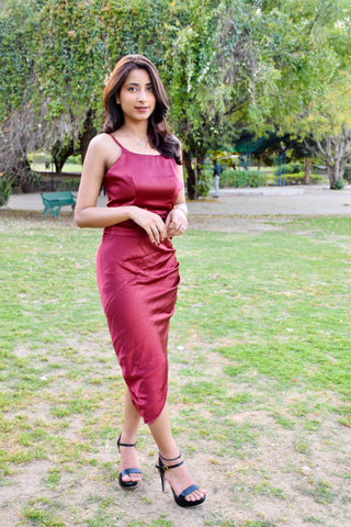 Wine Hour Satin Bodycon Dress