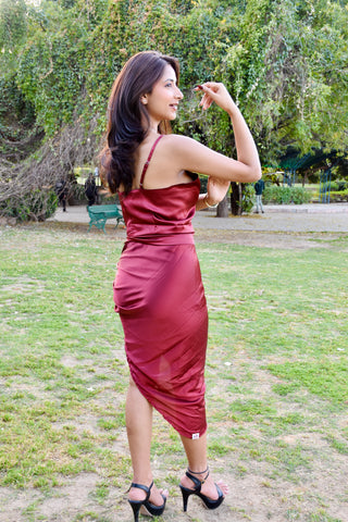 Wine Hour Satin Bodycon Dress