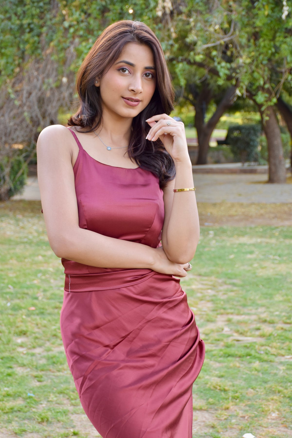 Wine Hour Satin Bodycon Dress