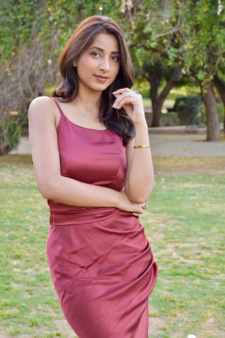 Wine Hour Satin Bodycon Dress