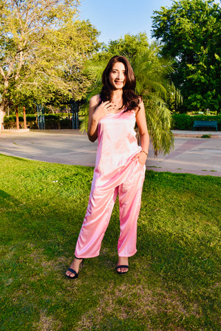 Blush Luxe Satin Co-Ord Set (with Pockets)