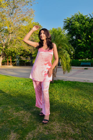 Blush Luxe Satin Co-Ord Set (with Pockets)
