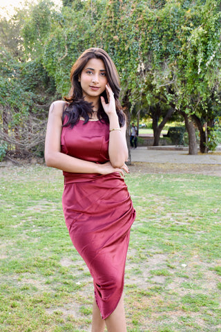 Wine Hour Satin Bodycon Dress