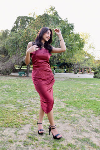 Wine Hour Satin Bodycon Dress
