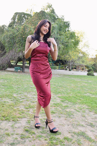 Wine Hour Satin Bodycon Dress