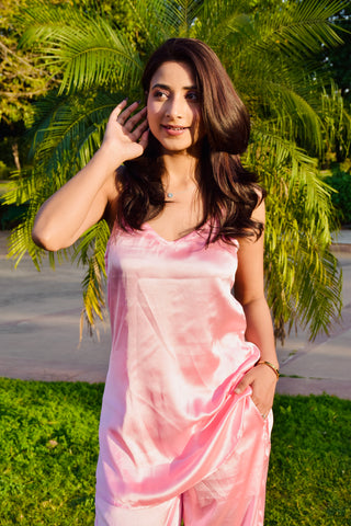 Blush Luxe Satin Co-Ord Set (with Pockets)