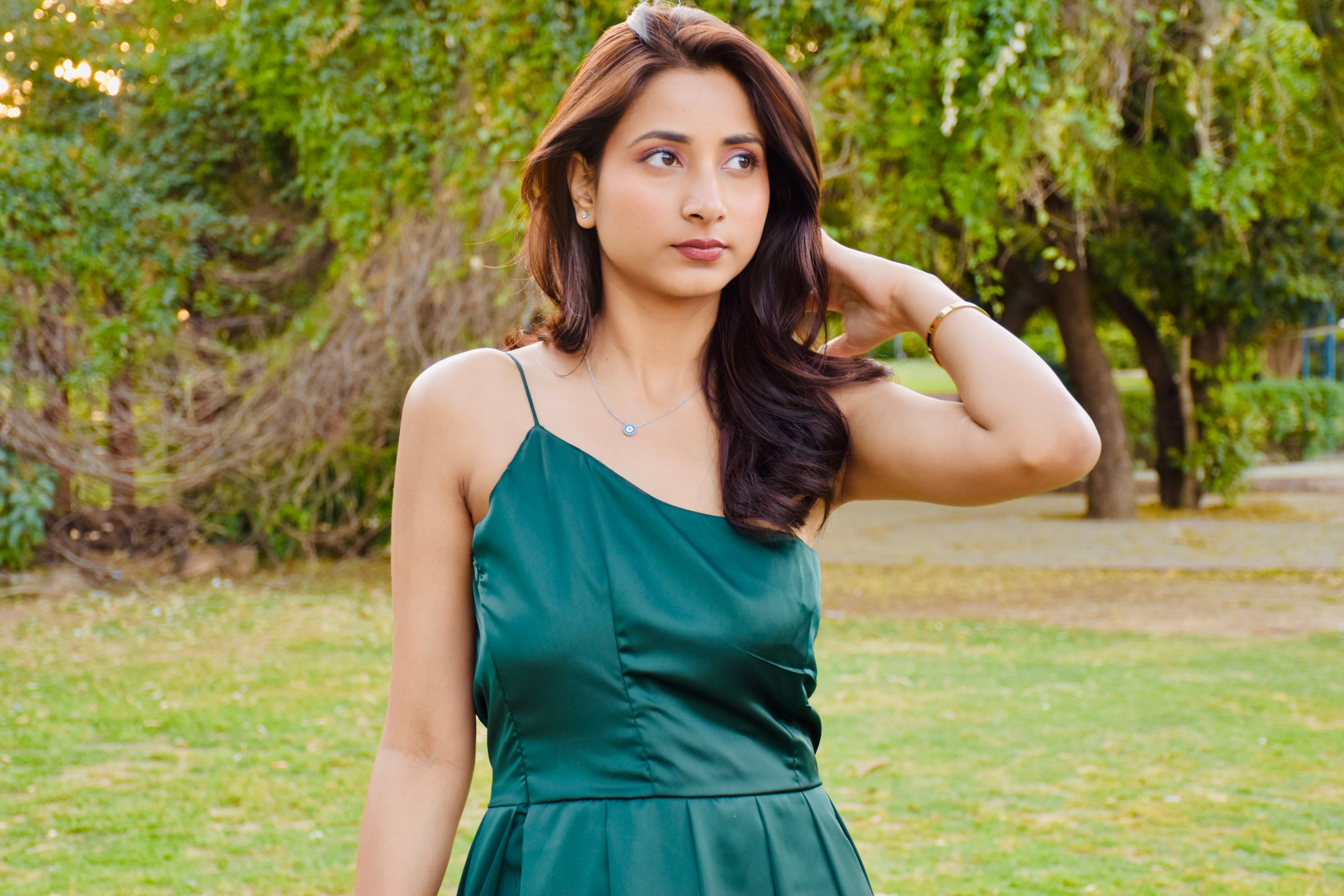 Emerald Grace Satin Gown