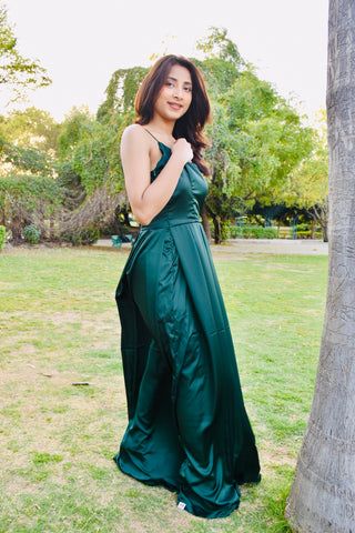 Emerald Grace Satin Gown