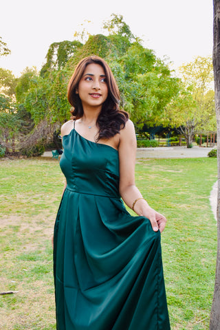 Emerald Grace Satin Gown
