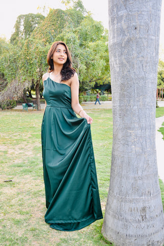 Emerald Grace Satin Gown