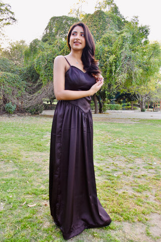 Mocha Satin Flow Gown