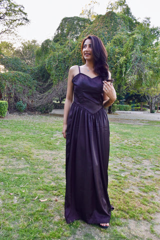 Mocha Satin Flow Gown