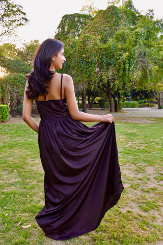 Mocha Satin Flow Gown
