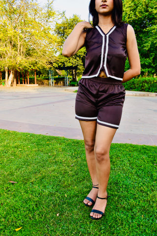 Choco Satin Co-ord Set