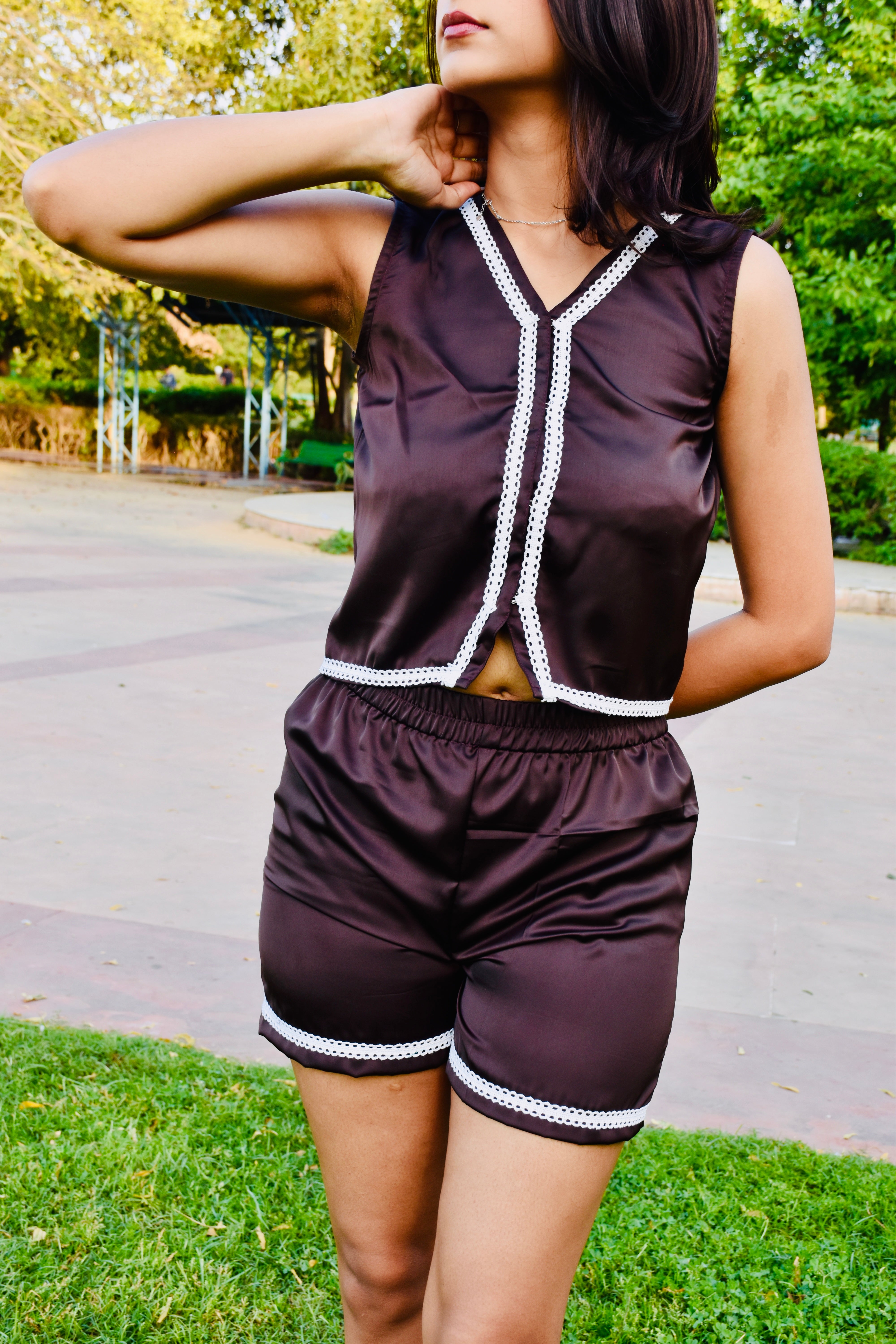 Choco Satin Co-ord Set