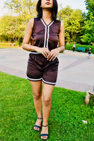 Choco Satin Co-ord Set