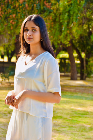 Ivory Elegance Satin Co-ord