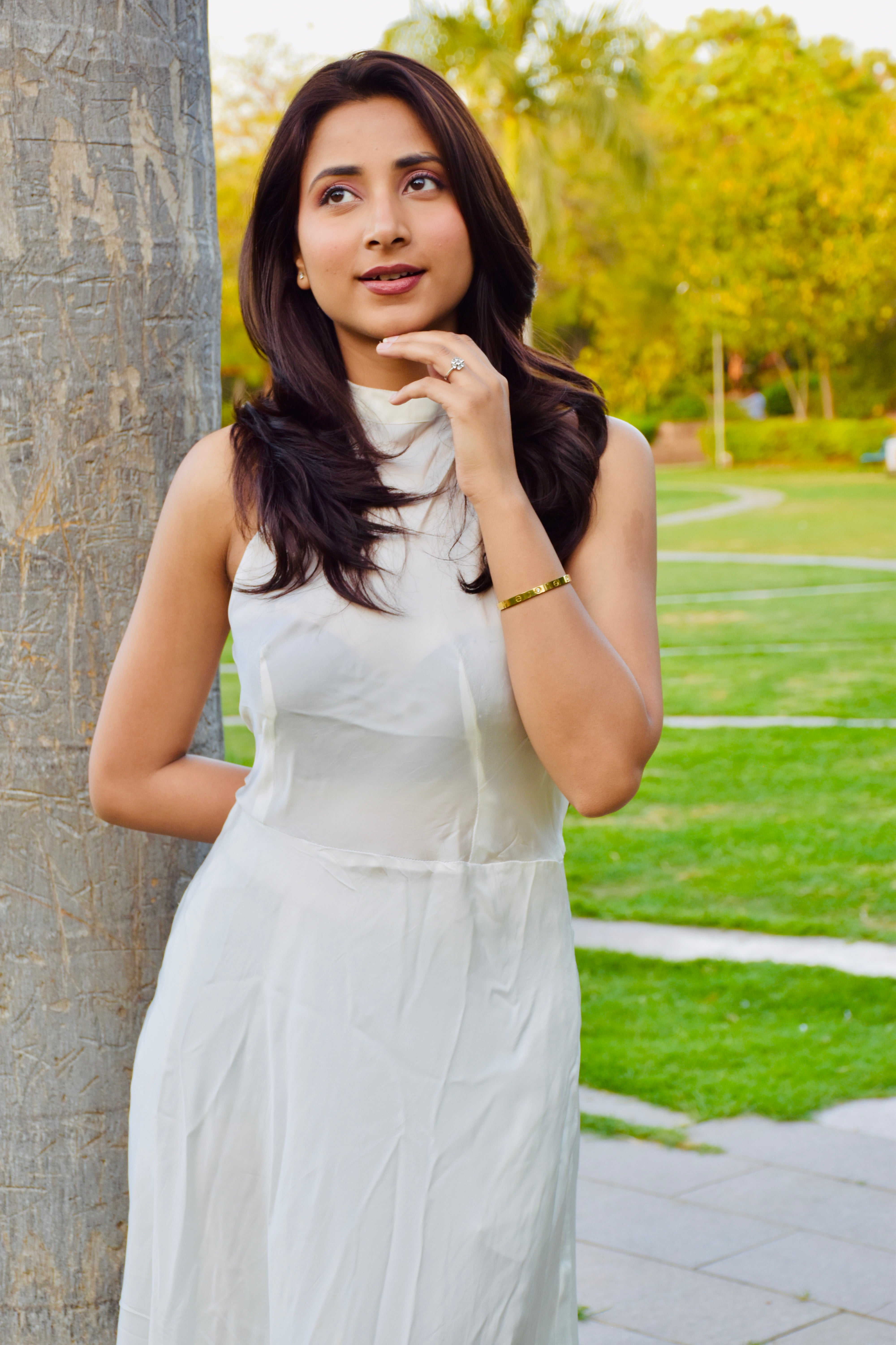 Ivory Aura Satin Gown