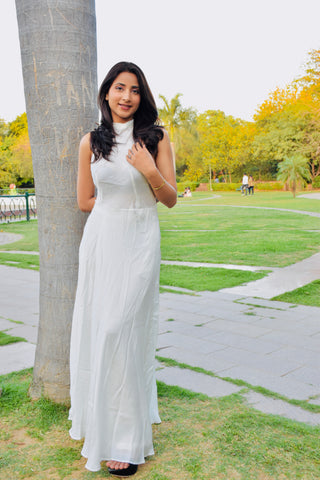 Ivory Aura Satin Gown