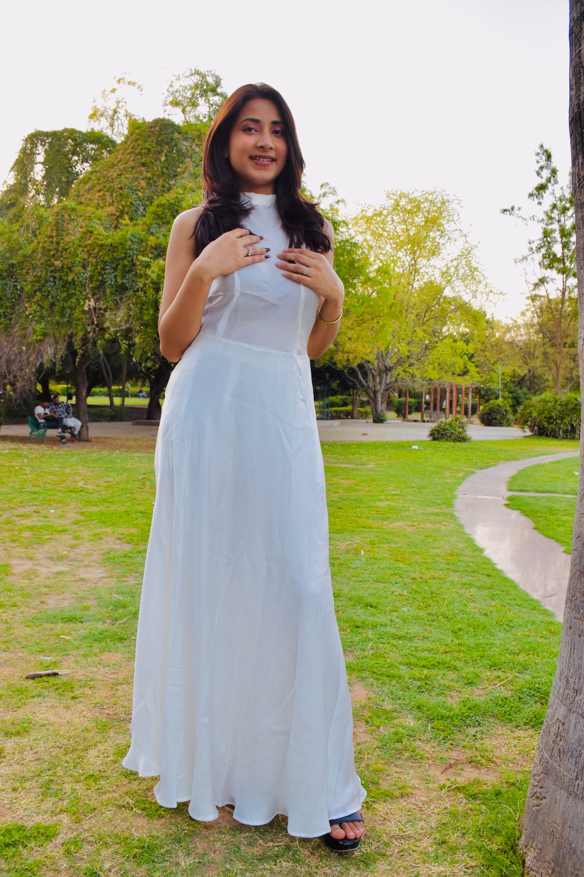 Ivory Aura Satin Gown